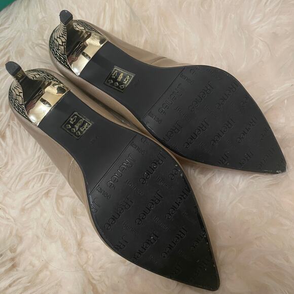 J.Renéé Maressa Heel 7W Pearl Patent Taupe | Metallic Filigree Stiletto NIB Pump - Picture 7 of 14